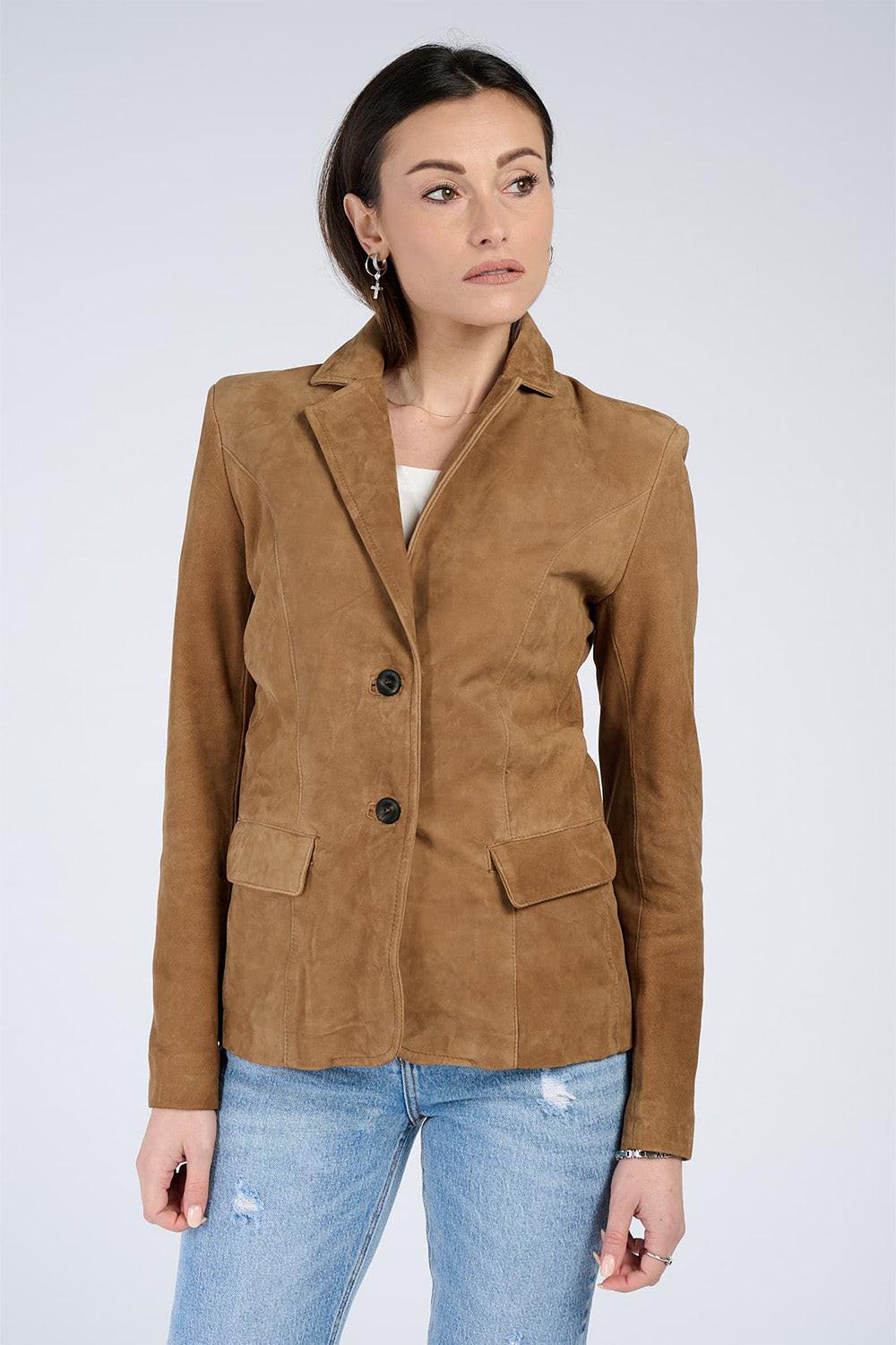 Blazer Rose Camoscio giacca donna 100% vera pelle Made in Italy - Barone Firenze