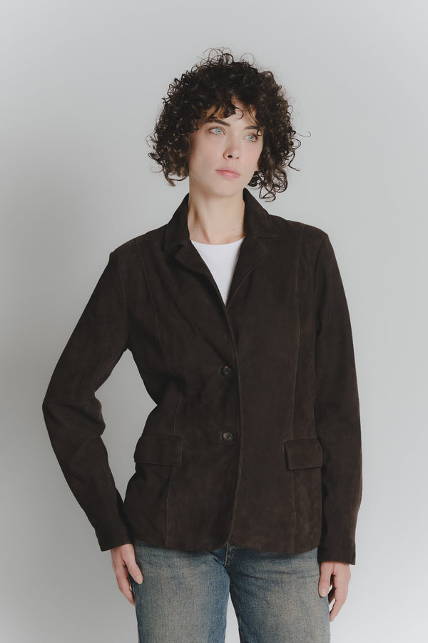 Rose Suede Blazer in Dark Brown