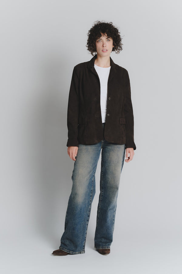 Rose Suede Blazer v temno rjavi barvi