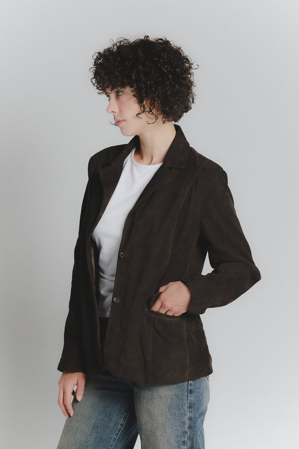 Rose Suede Blazer v temno rjavi barvi