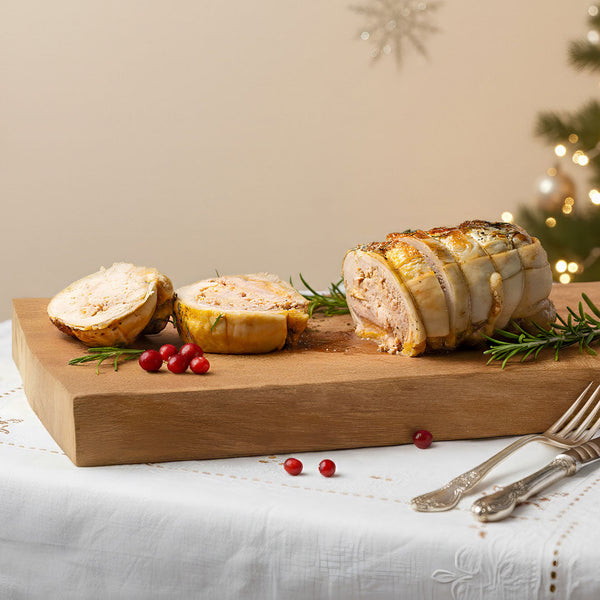 Capon rôti précuit farci aux champignons des bois (Demi-Capon)