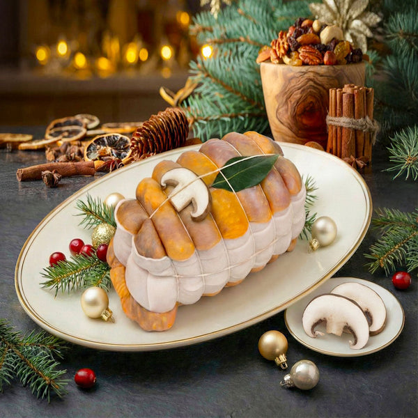 Rôti de pintade farci aux champignons des bois