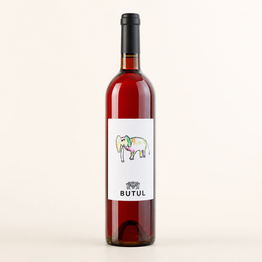 Steklenica vina Roza 2023, suhi rose iz refoška Domačije Butul.