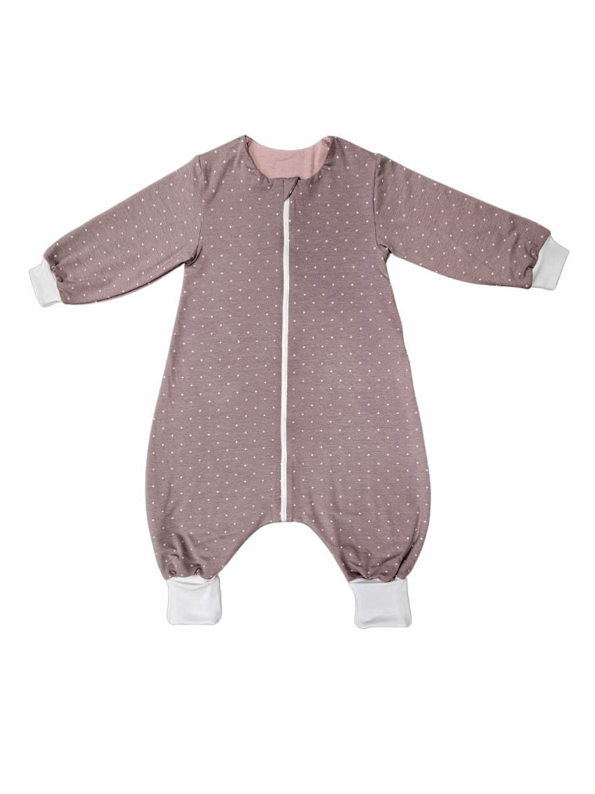 Tanja two-layer sleeping bag with legs and sleeves - White stars on a pink background