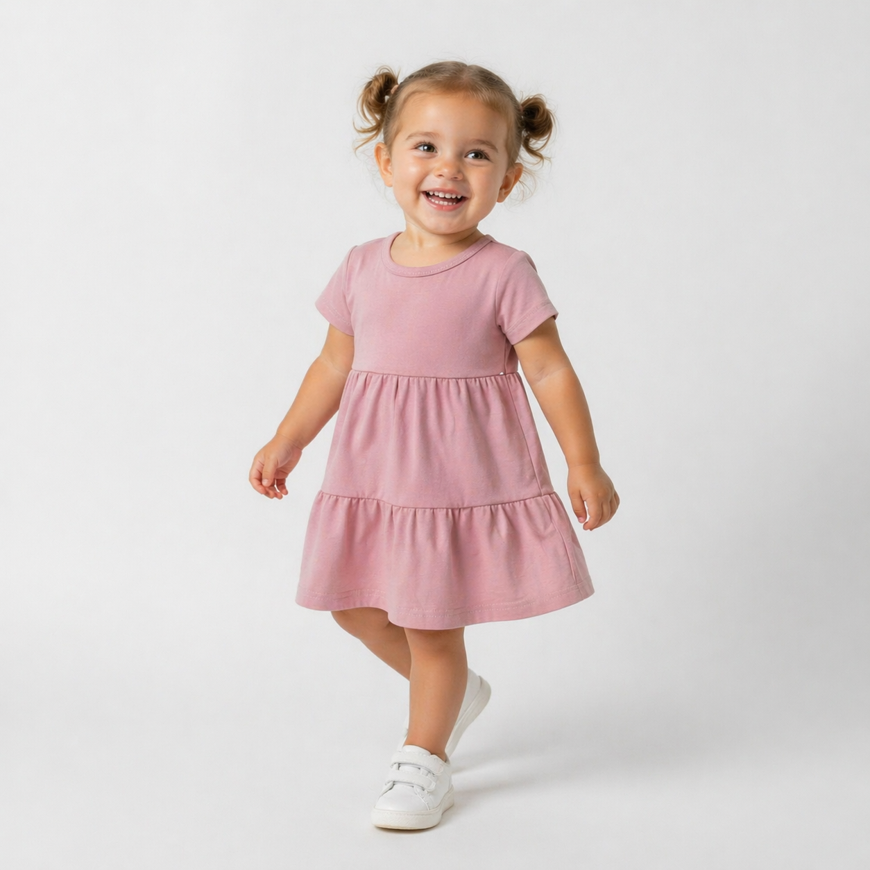 Cotton Short Sleeve Dress - Pink