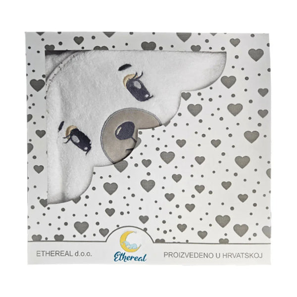 Cotton Towel 100x100cm - Embroidered - White Bear