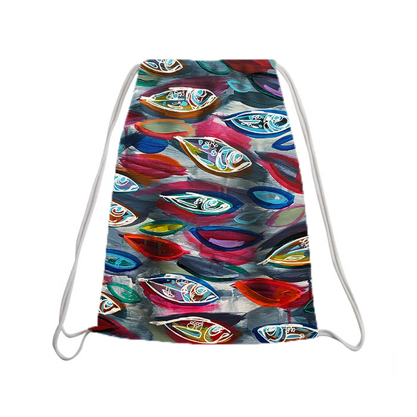 Mochila com cordão - Peixes pequenos multicoloridos
