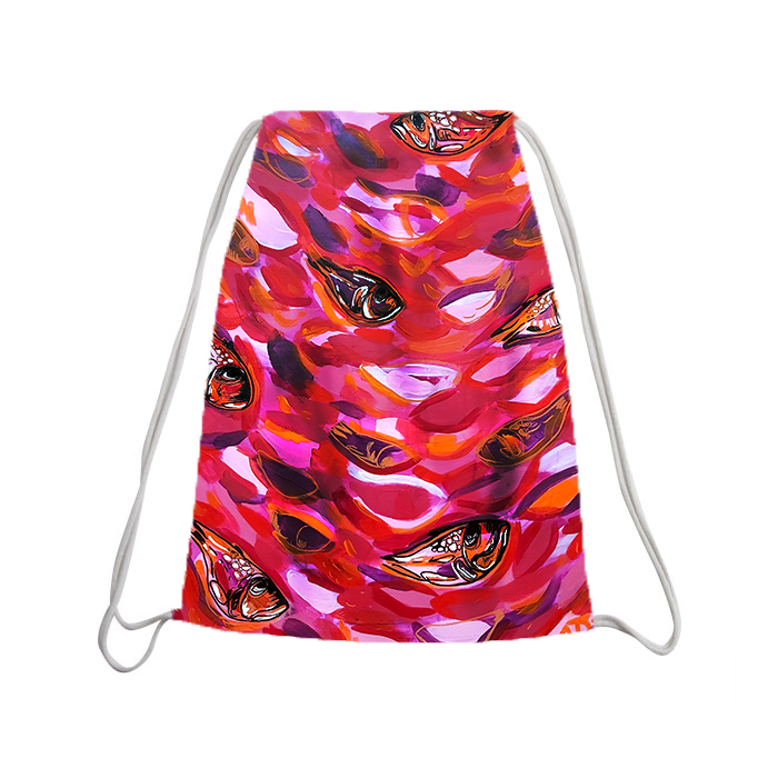 Mochila com cordão - Peixes pequenos vermelho/preto