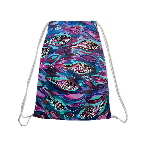 Ruksak na vezanje - Male ribe ljubičasta/plava