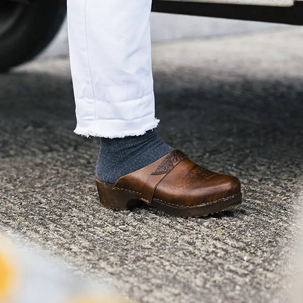 sabot cuir brun