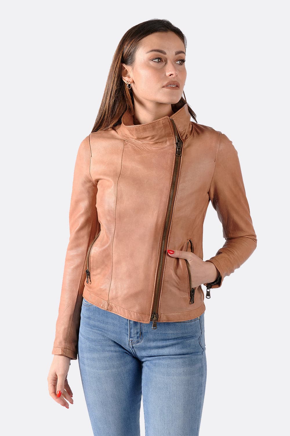 Sally Bis Collo Oro Cuoio giacca uomo 100% vera pelle Made in Italy - Barone Firenze