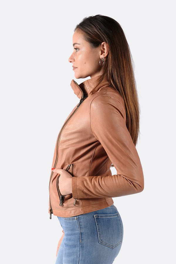 Sally Bis Collo Oro Cuoio giacca uomo 100% vera pelle Made in Italy - Barone Firenze