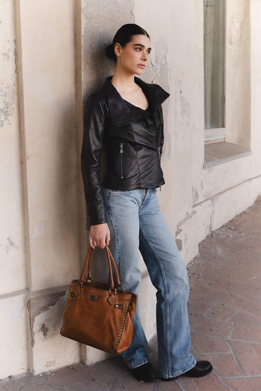Sally Bis giacca donna e Botticelli Piccola Cuoio 100% vera pelle Made in Italy - Barone Firenze