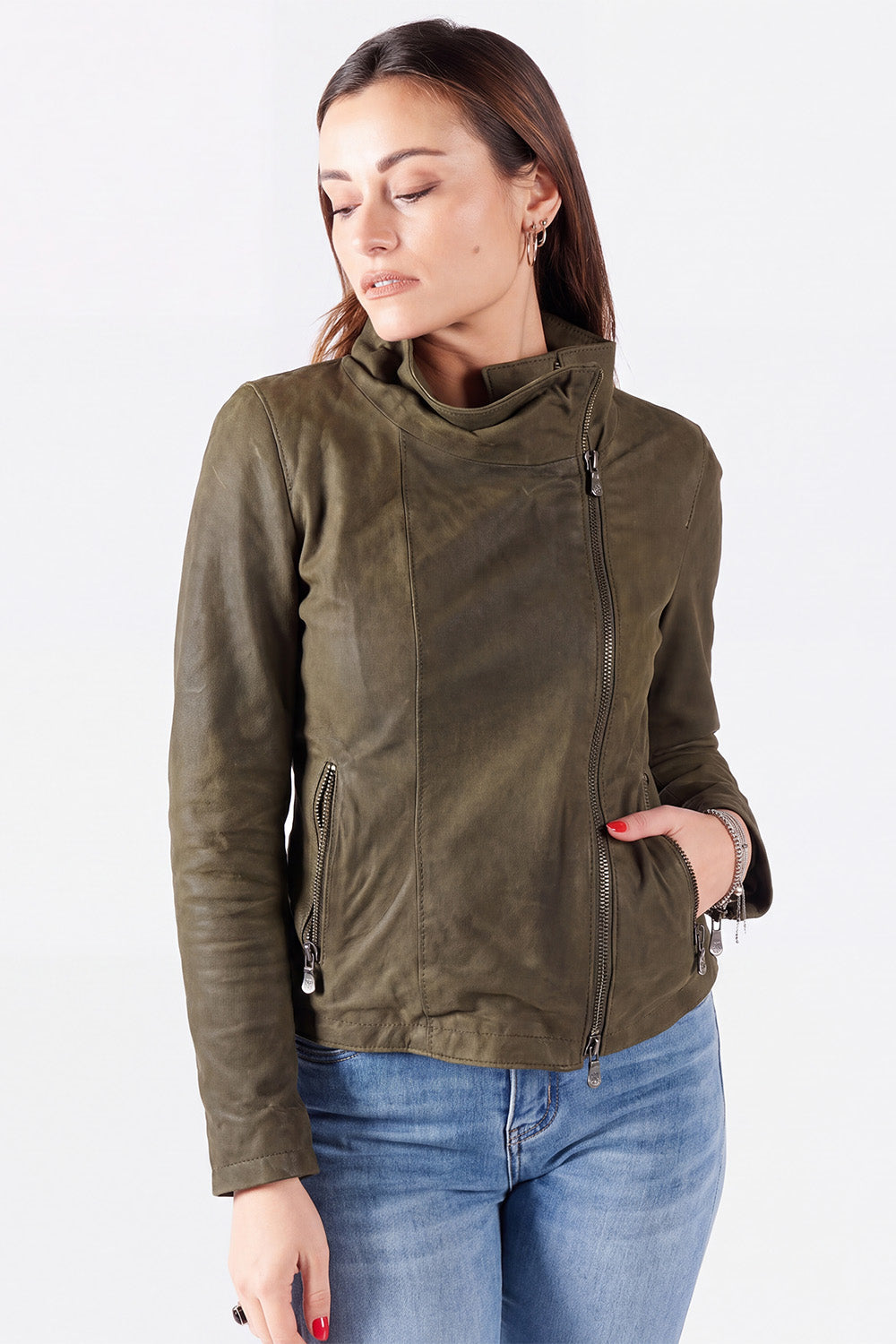 Sally Bis Oleato giacca donna 100% vera pelle Made in Italy - Barone Firenze