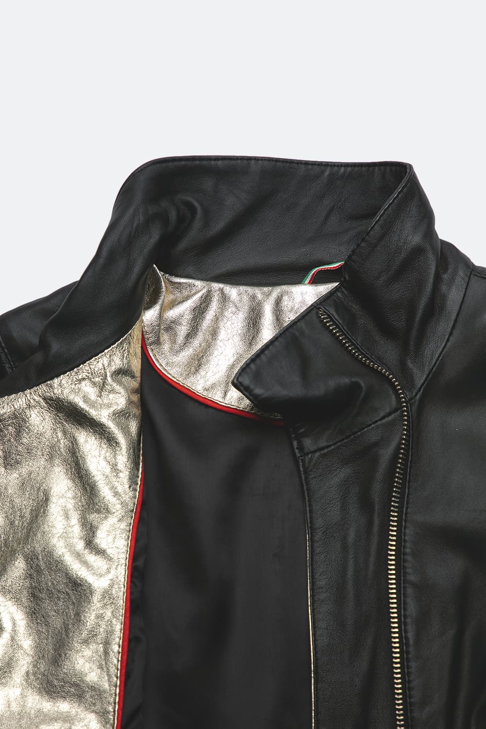 Sally Bis Collo Oro Nero giacca donna 100% vera pelle Made in Italy - Barone Firenze