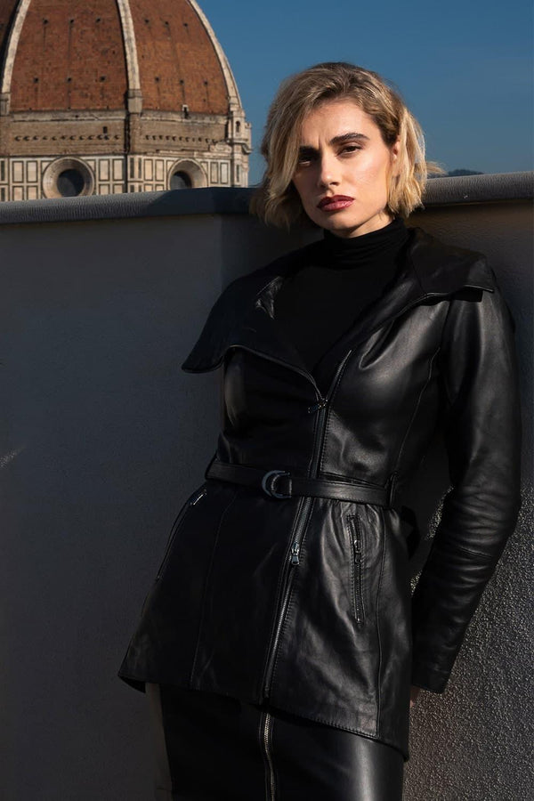 Sally Bis Lungo giacca donna 100% vera pelle Made in Italy - Barone Firenze