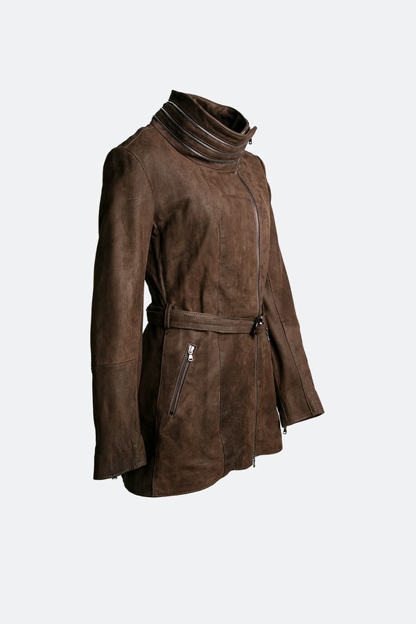 Sally Bis Lungo Oleato giacca donna 100% vera pelle Made in Italy - Barone Firenze