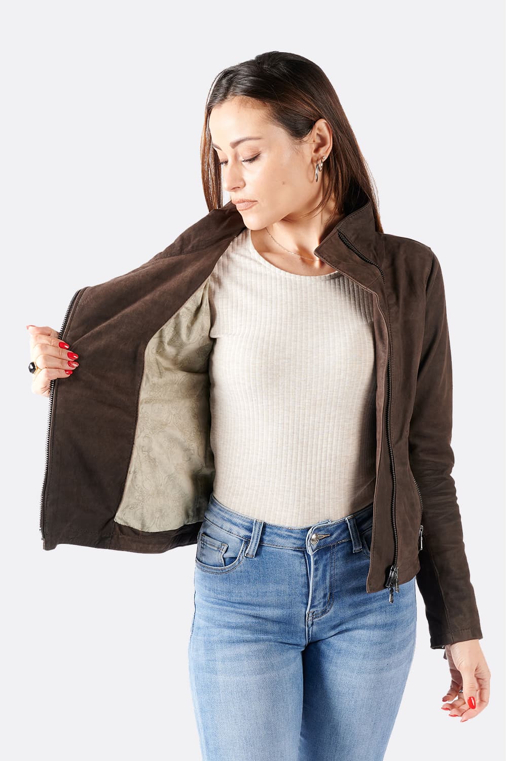 Sally Bis Oleato giacca donna 100% vera pelle Made in Italy - Barone Firenze