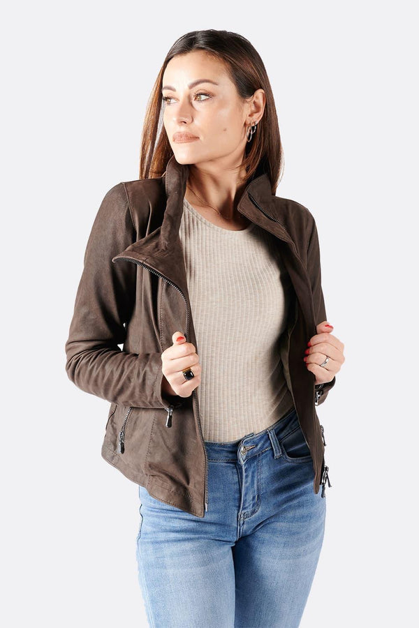 Sally Bis Oleato giacca donna 100% vera pelle Made in Italy - Barone Firenze