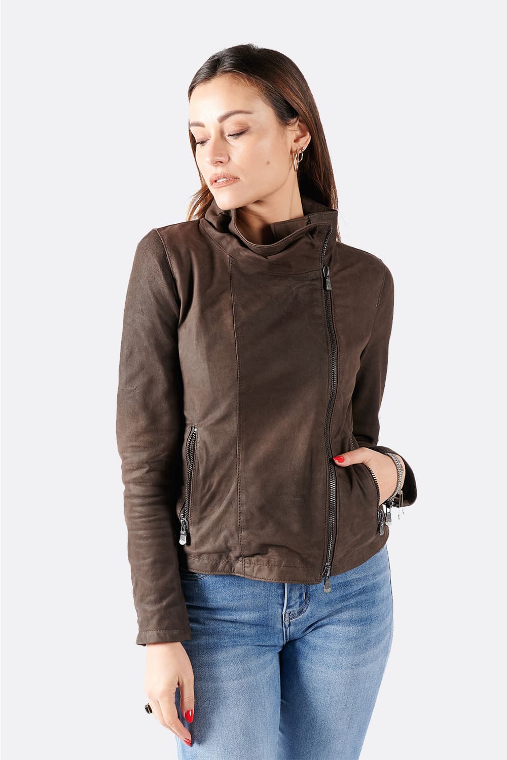 Sally Bis Oleato giacca donna 100% vera pelle Made in Italy - Barone Firenze