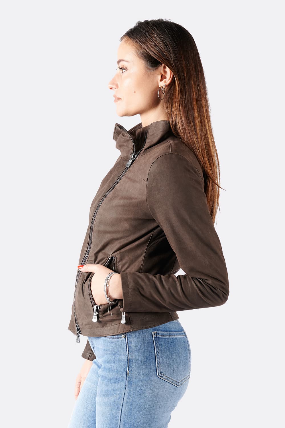 Sally Bis Oleato giacca donna 100% vera pelle Made in Italy - Barone Firenze