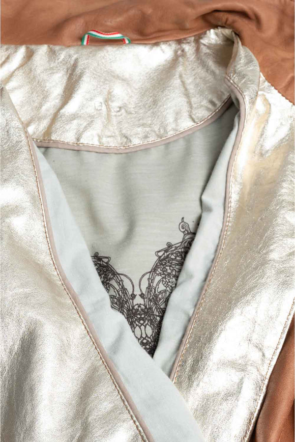 Sally Bis Collo Oro Cuoio giacca uomo 100% vera pelle Made in Italy - Barone Firenze