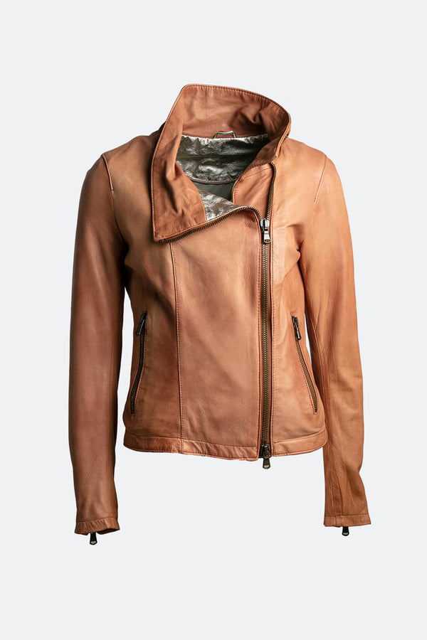 Sally Bis Collo Oro Cuoio giacca uomo 100% vera pelle Made in Italy - Barone Firenze