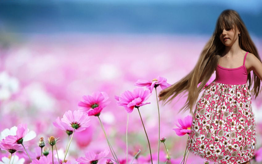 Girls' Floral Dress in Burgundy and Brown