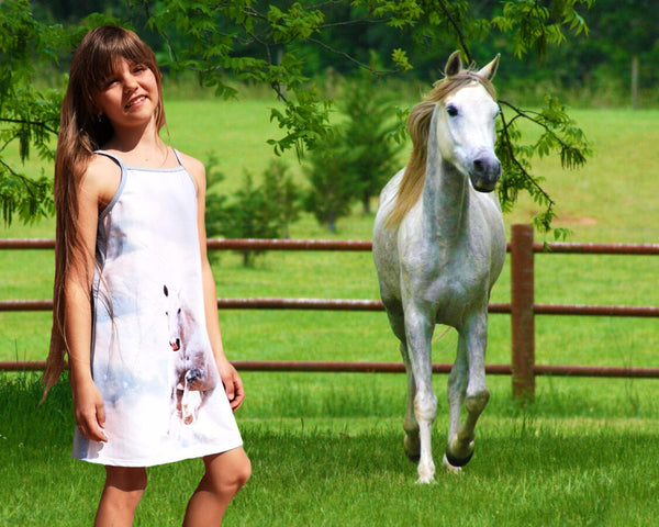 Girls' Strappy Dress Running Horse - IKAB