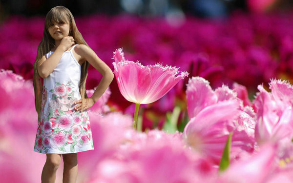 Girls' White Dress – Little Girls with Roses