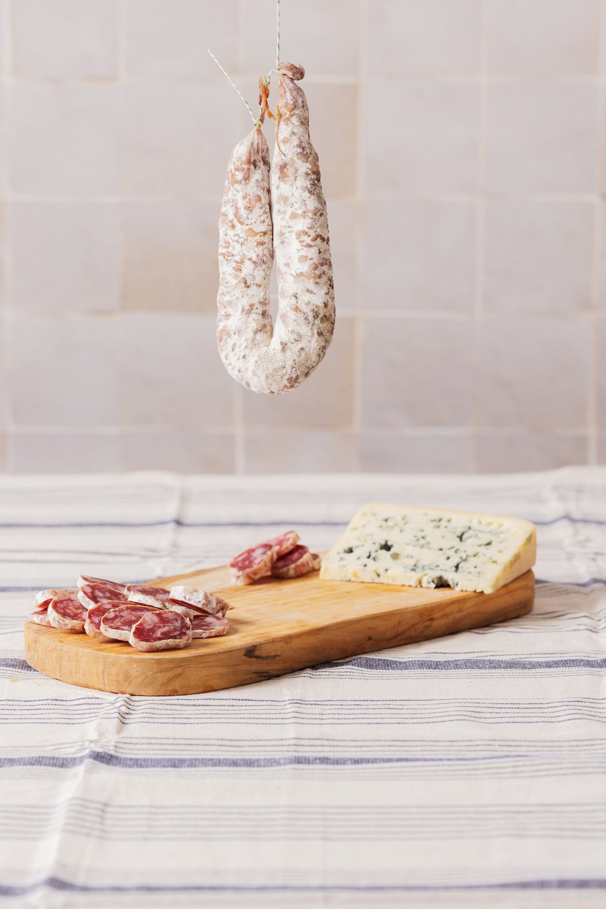 Dry sausage with Bleu d'Auvergne
