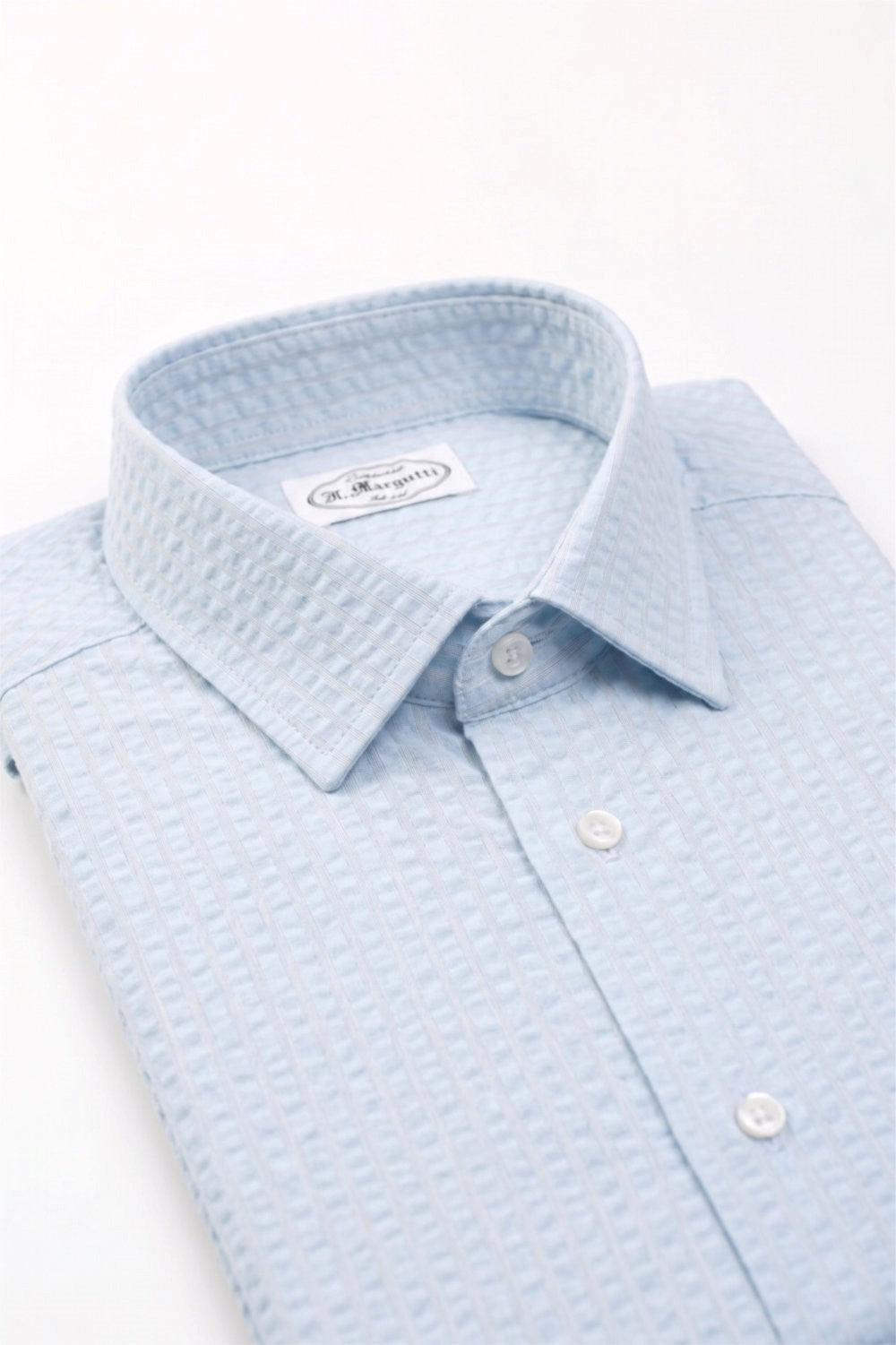 Light Blue Seersucker 100% Cotton Albini Made to Measure