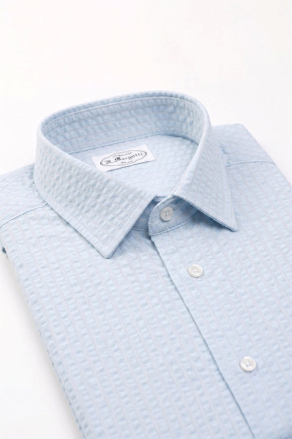 Light Blue Seersucker 100% Cotton Albini Made to Measure