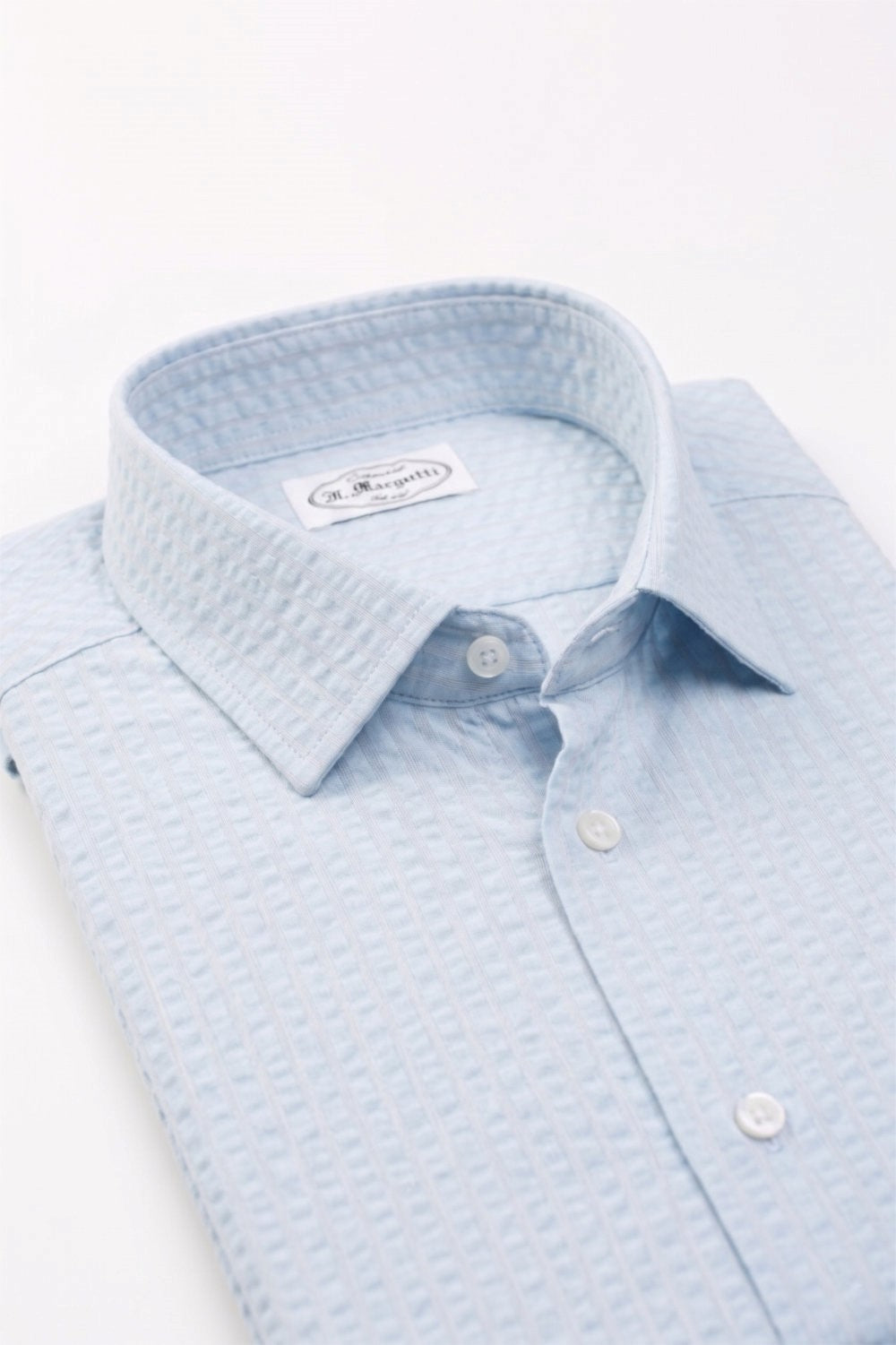 Light Blue Seersucker 100% Cotton Albini Made to Measure