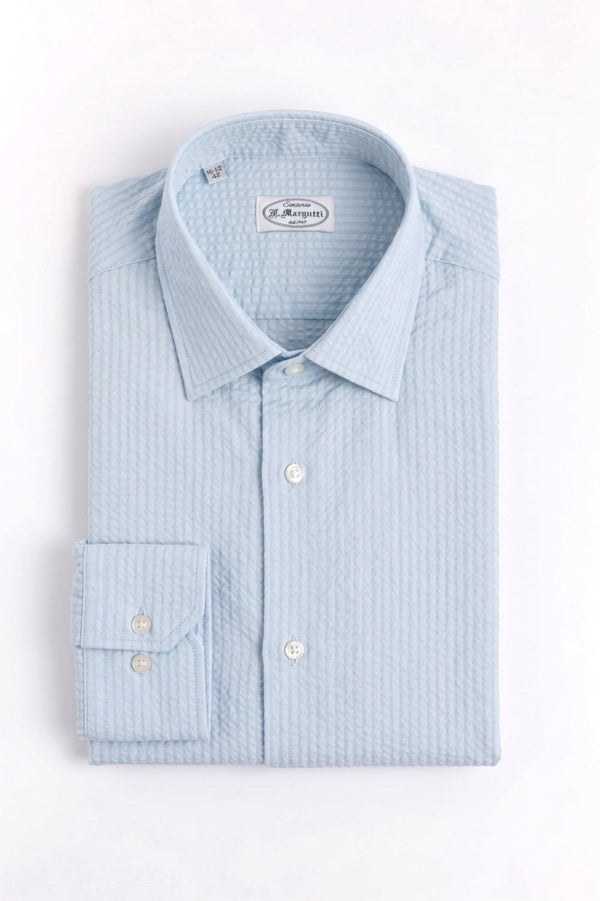 Light Blue Seersucker 100% Cotton Albini Made to Measure