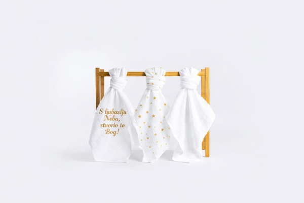 Set of Children's Premium Muslin Tetra Diapers 65x65cm - Set 3/1 - Created by God with Love from Heaven