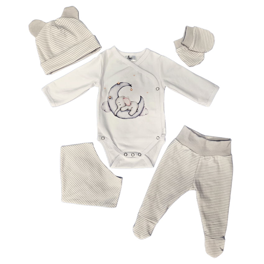 4-piece set for newborn - Sleepy Elephant