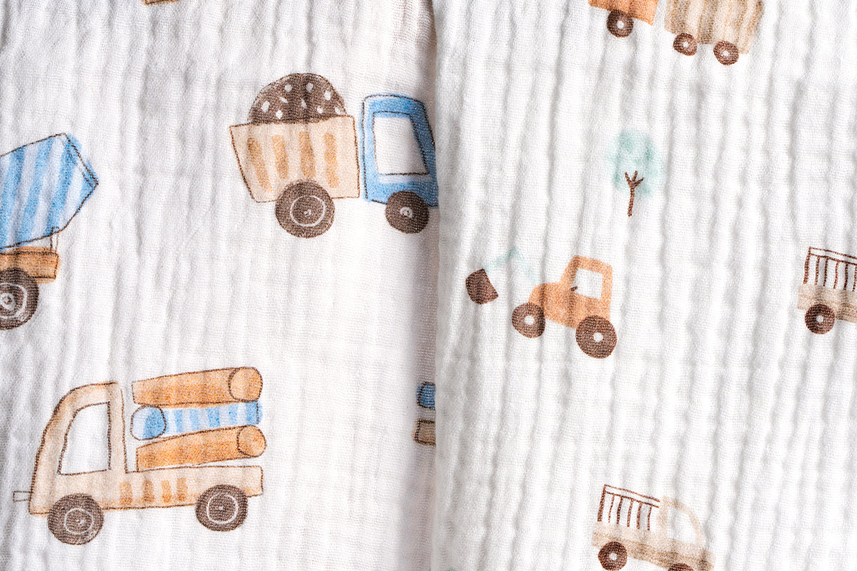 Premium Muslin Tetra Cloths 30x30cm – Set 3/1 - Beige Vehicles