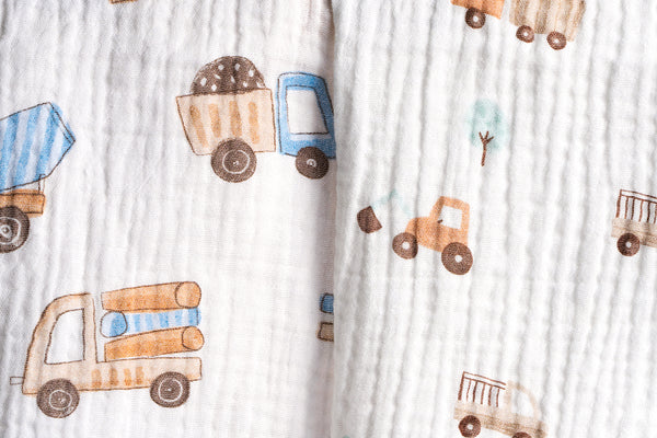 Premium Muslin Tetra Cloths 30x30cm – Set 3/1 - Beige Vehicles