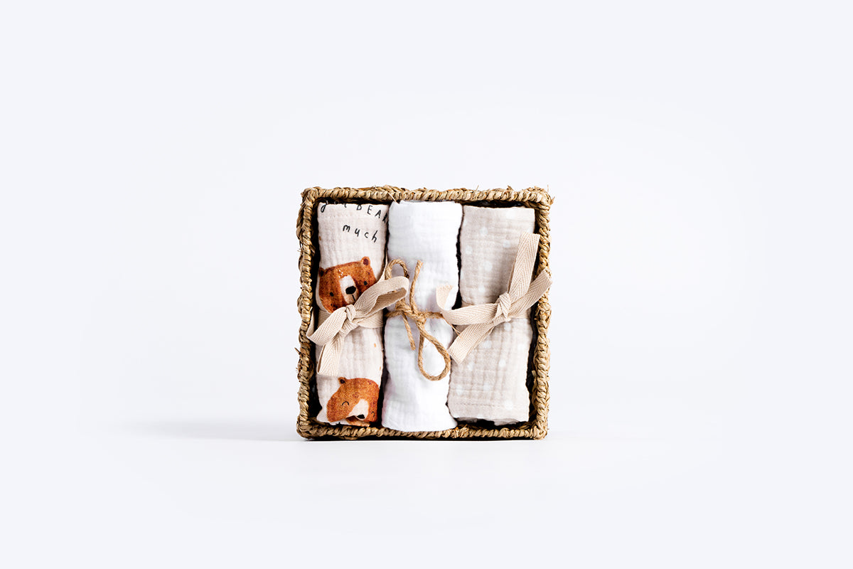 Muslin premium tetra krpice 30x30cm – Set 3/1 - Love you beary much