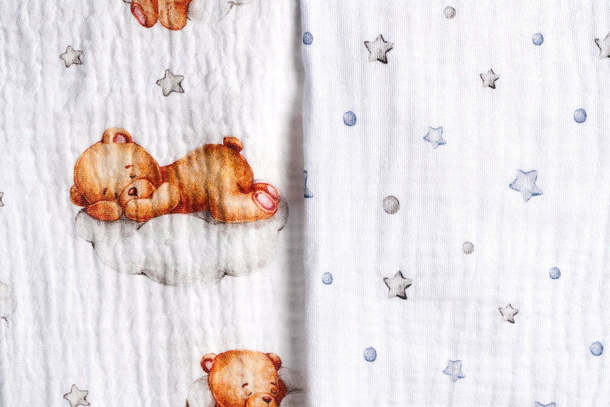 Premium Muslin Tetra Cloths 30x30cm – Set 3/1 - Sleepy Bear