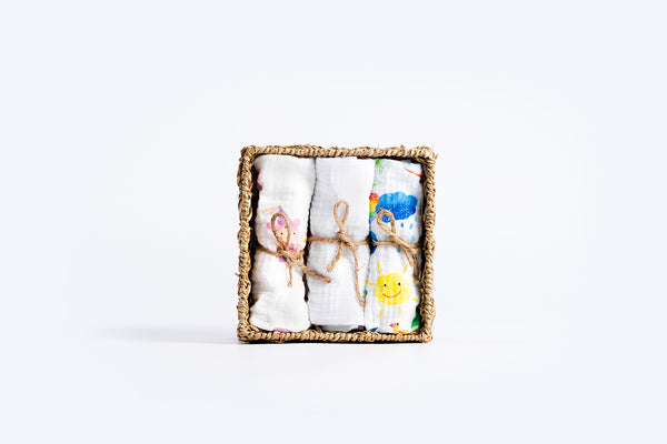 Premium Muslin Tetra Cloths 30x30cm – Set 3/1 - Villa and Drawing