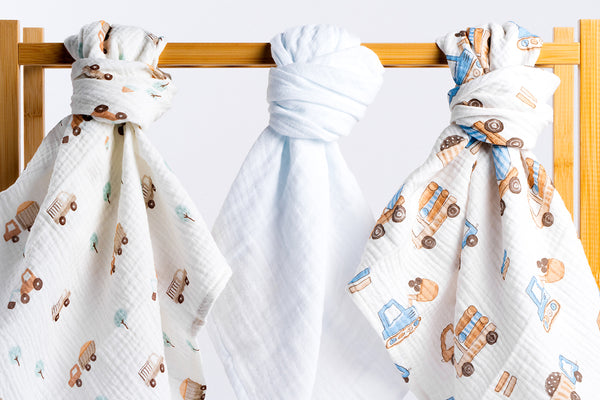 Set dječjih tetra pelena muslin premium 65x65cm - Set 3/1 - Bež vozila