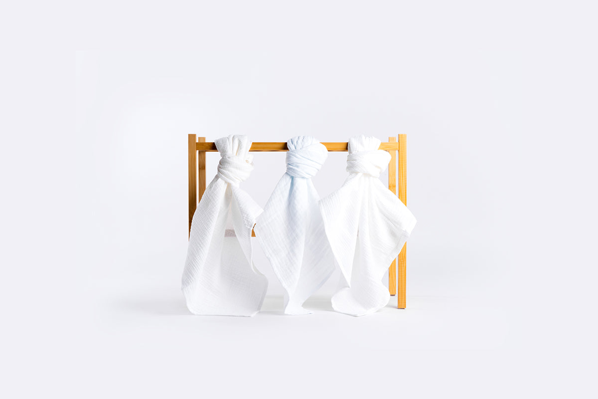 Set of children's premium muslin tetra diapers 65x65cm - Set 3/1 - White