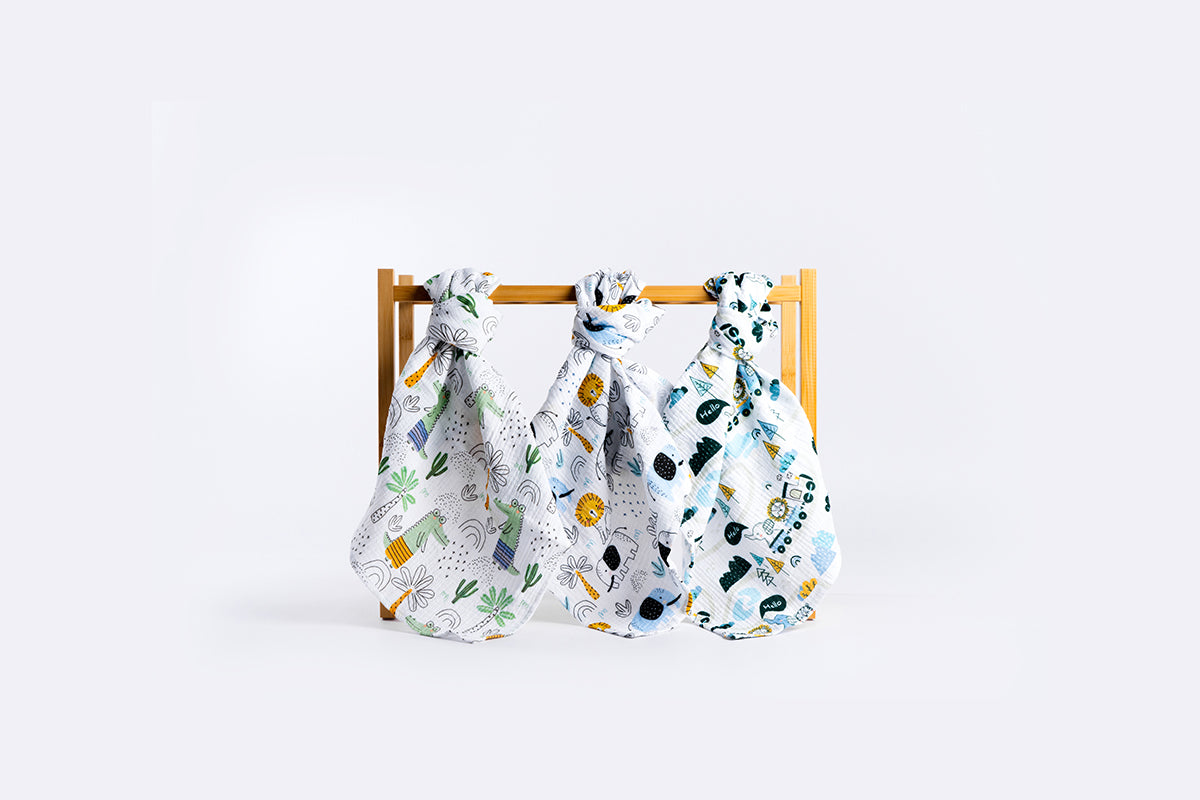 Set of Premium Muslin Tetra Baby Diapers 65x65cm - Set 3/1 - Animals