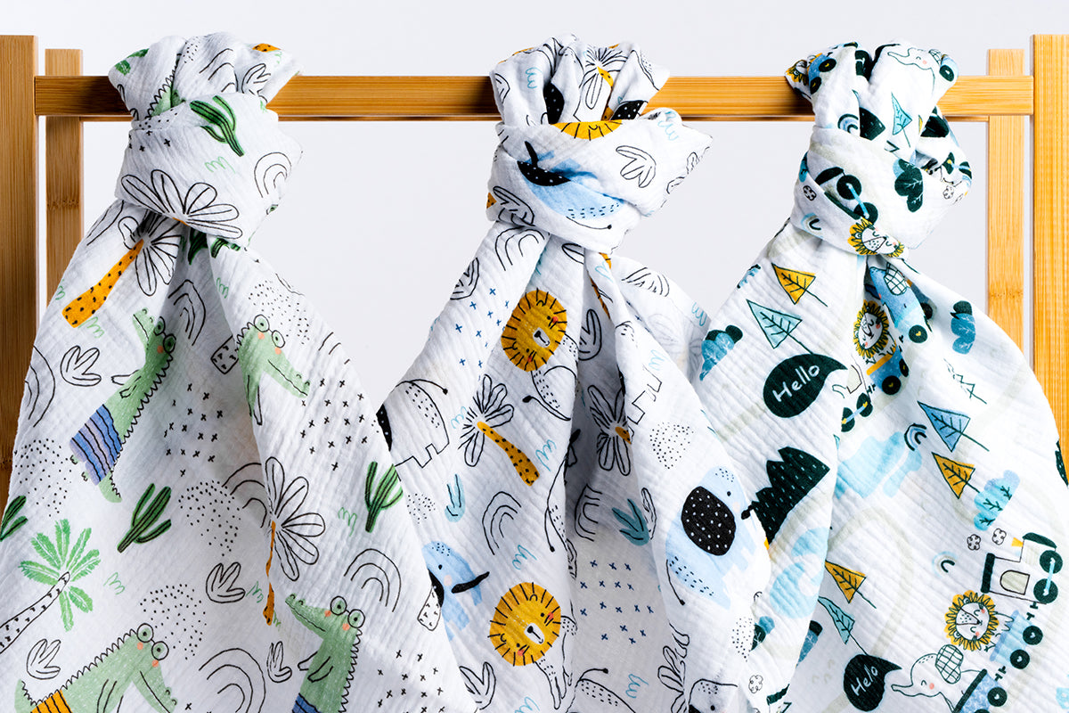 Set of Premium Muslin Tetra Baby Diapers 65x65cm - Set 3/1 - Animals