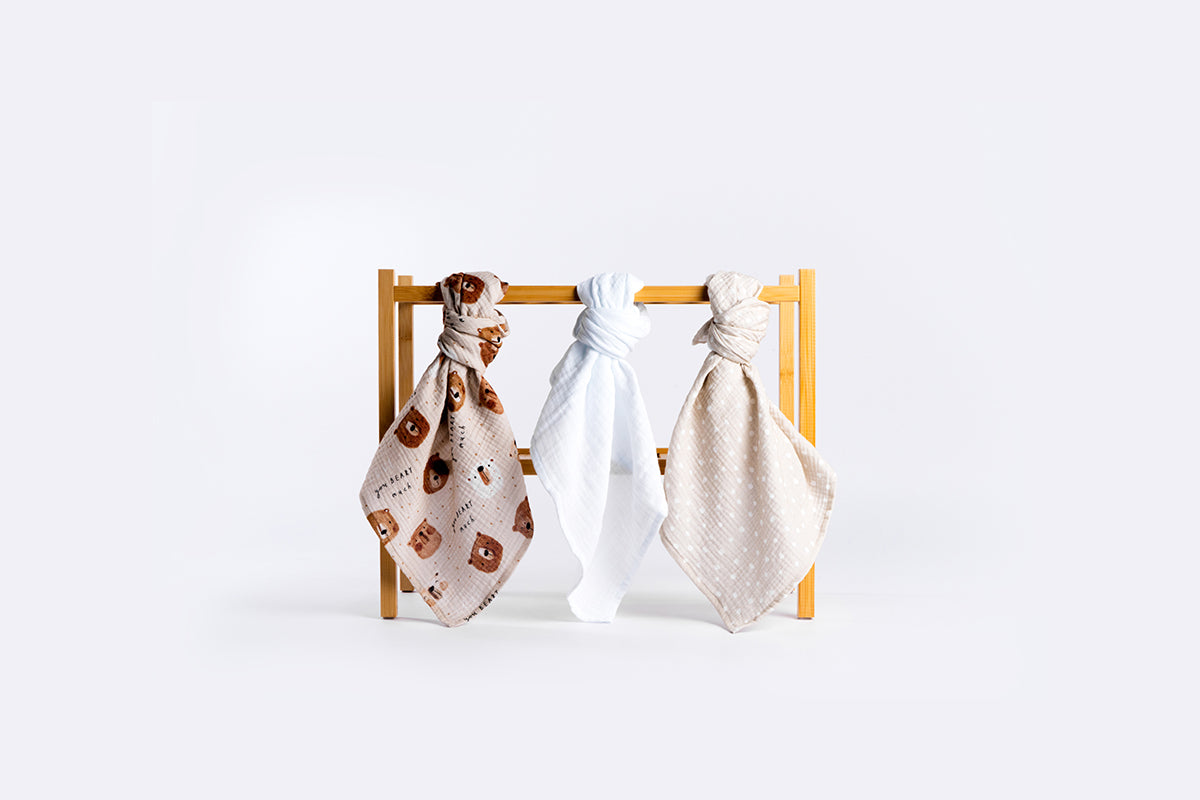 Set of Children's Premium Muslin Tetra Diapers 65x65cm - Set 3/1 - Love You Beary Much