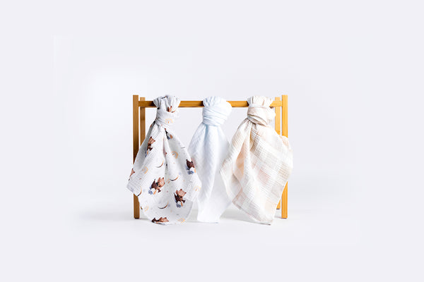 Set of Premium Muslin Baby Tetra Diapers 65x65cm - Set 3/1 - Bear in a Boat