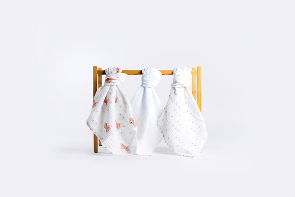 Set of Children's Premium Muslin Tetra Diapers 65x65cm - Set 3/1 - Teddy Bear
