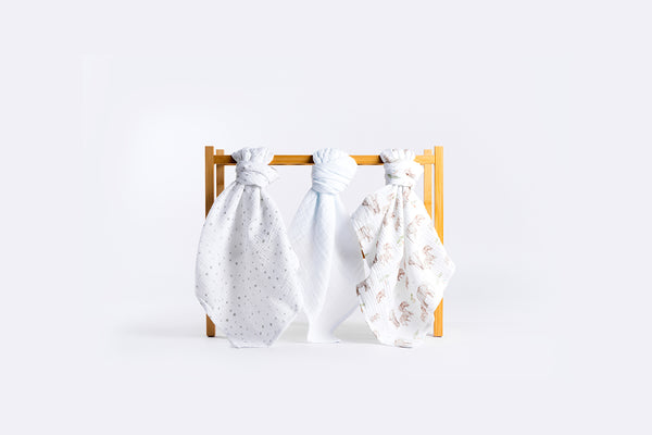 Set of Children's Premium Muslin Tetra Diapers 65x65cm - Set 3/1 - Elephants